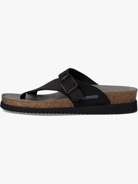 Mephisto Black Comfort Helen Thong Sandals with Soft-Air Technology, 39 (8.5)